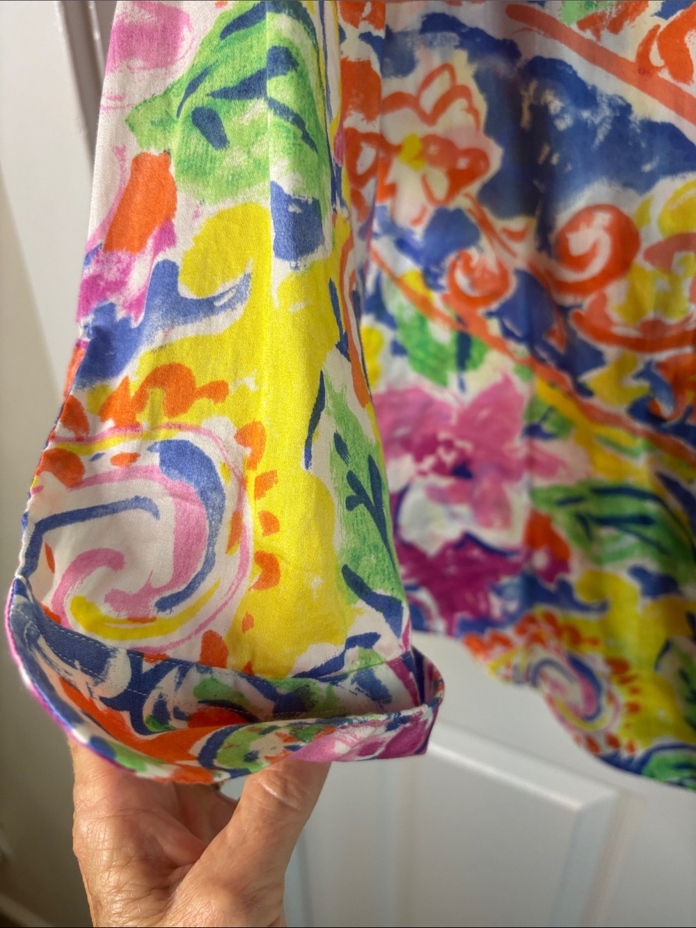Ralph Lauren Bright Floral Multi-Color Button Down 3/4 Sleeve Shirt XL - Picture 3 of 7